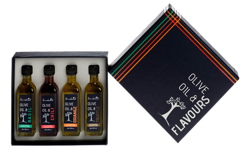 Geschenkkasten mit aromatischen Olivenölen